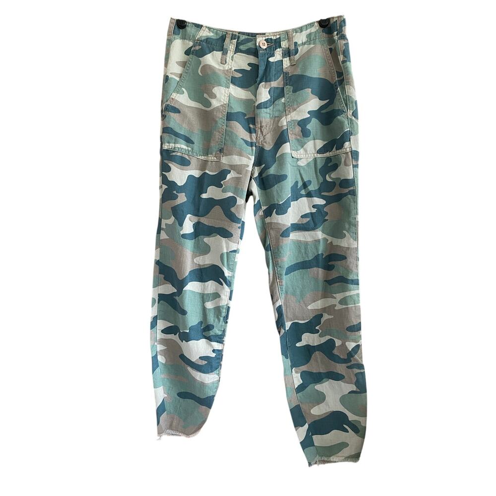 MOTHER Denim Shaker Chop Crop Pant in Blue/Green Camo Size 28